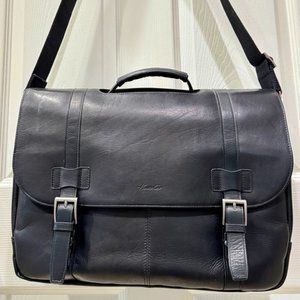 Kenneth Cole New York Men's Leather Double Compartment Flapover Computer Bag